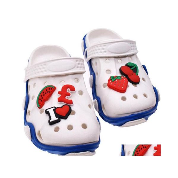 Ayakkabı Parçaları Aksesuarları Kırmızı Stberry Croc Charms Pvc Bahçe Çiçek Moda Ayakkabı tıkanıklığı bileklik dekorasyon tokası Hediye Damla Teslimat DHS6W