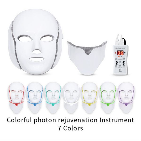 Fda Beauty Machine Led Light Therapy Face Mask 7 colori Ringiovanimento della pelle Led Facial Mask#201