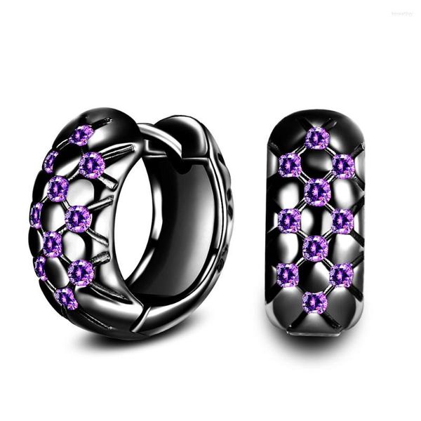 Hoop Ohrringe Hainon Purple CZ Kristall Hochzeit für Frauen Schwarz Gold Silber Farbe gefülltes Schmuckparty Engagement Ohrring