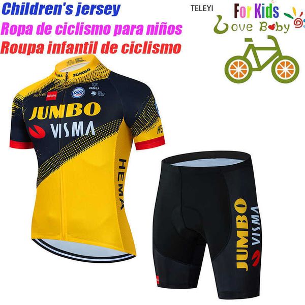 Sets 2022 Kinder Jumbo Visma Jersey TDF Set Slowenien Belgien Jungen Mädchen Radfahren Kleidung Kinder Rennrad Hemd Anzug Z230130