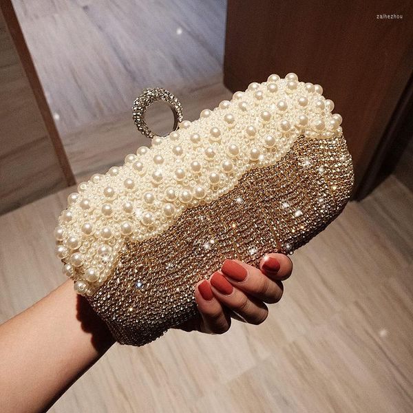 Bolsas de noite femininas com miçangas strassões embreagem diamantes prateados saco de casamento pérola bolsa de cristal bolsos mujer