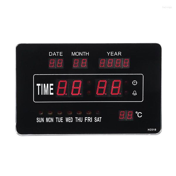 Relógios de parede 110-220V LED LED Digital Clock Calendário Temperatura Dia em tempo real para decoração de sala de estar em casa