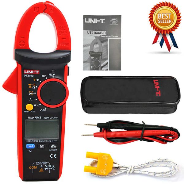 UNI-T UT216C 600A Digital AC DC Zangenmessgerät Strommultimeter Ampere Frequenz Kapazität Temperatur NCV-Test