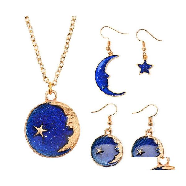 Stud Pretty Moon Sets Fantasy Planet Ladybug Dechlace Brincos assim￩tricos Fam￭lia Partely Kids Women Jewelry Party Drop Deliv Dhnzm