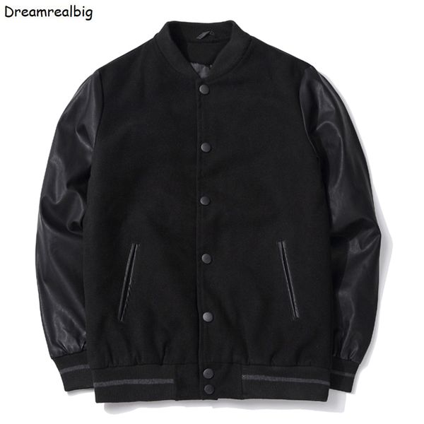 Männer Jacken Japan Stil Männer PU Leder Patchwork Schwarz Baseball Jacke Frühling Herbst Stehkragen Herren Casual Varsity Wollmantel 230130