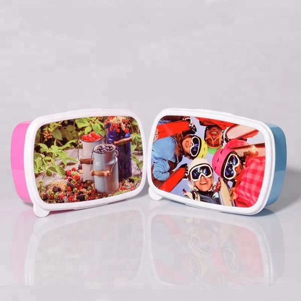 Schneller Versand Personalisierte Sublimation Lunchbox Lebensmittelbehälter Kunststoff DIY Wärmeübertragung Lunchpakete leer Kleine Größe