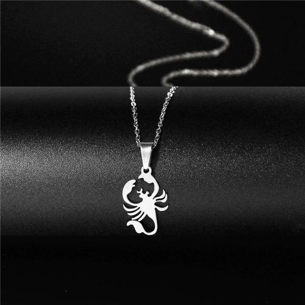 Подвесные ожерелья Женские украшения из нержавеющей стали Скорпион длинная цепь серебряный цвет скорпион для мужчин Рождественский подарок