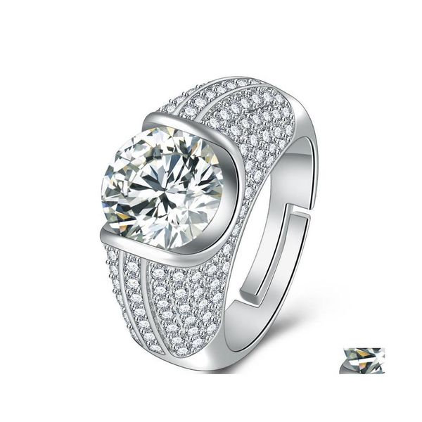 Com pedras laterais Sier Wedding Rings Jewelry for Women Moissanite Diamond noivado por atacado entrega dhrkt