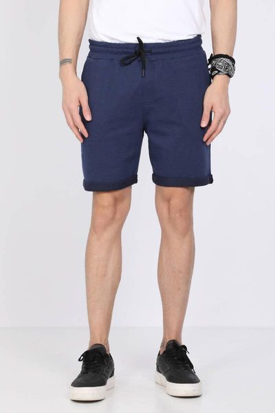 Pantaloncini da uomo maschili in tessuto blu navy basic
