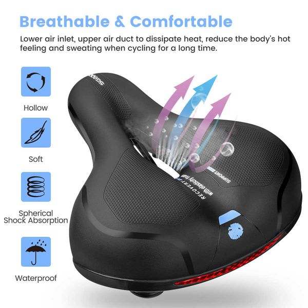 Saddles Sgodde Bike Bike Saddle Dual Choque Dual Absorvendo Mountain Bicycle almofada de almofada confortável Brandable Hollow Mtb Road Seat 0130