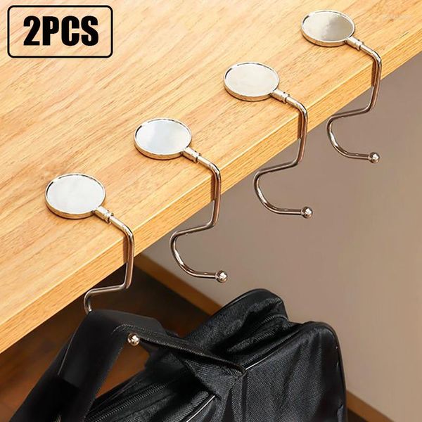 Ganci 2 pezzi Portaoggetti portatile Gancio da tavolo pieghevole Supporti in acciaio inossidabile Borsa da donna Organizer Rack Forniture per ufficio