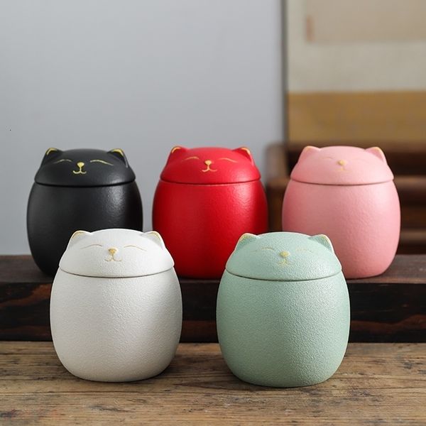 Produtos de estilo chinês 5 cores urna para as cinzas de estimação Cat Shape Memorial Cremação Urnshandsed Black Decorative Urns Funeral Urn Dog 230130