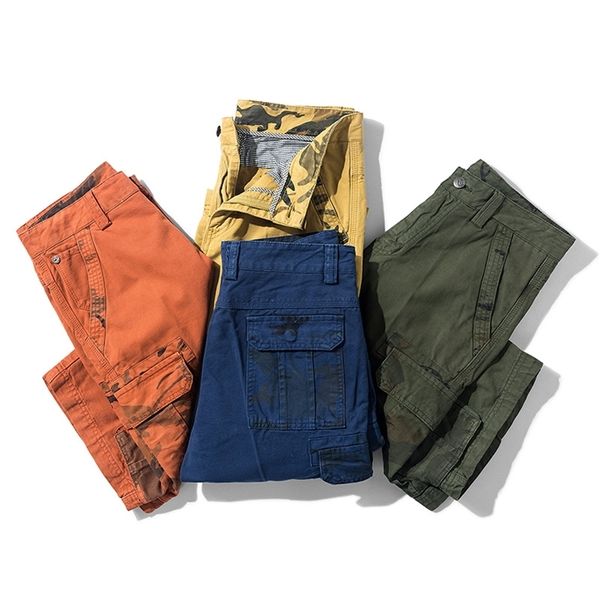 Shorts masculinos Summer Camuflage Cargo Tático Khaki Jogger Algodão Militar Casual solto 230130