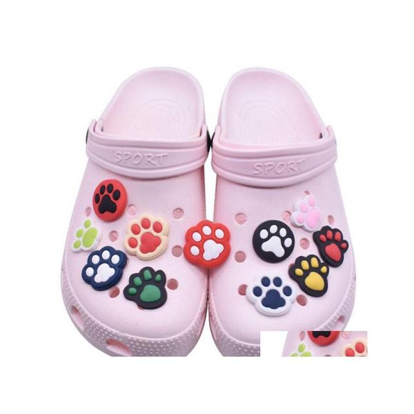 Acess￳rios para pe￧as de sapatos pegadas de animais PVC Pedras de decora￧￣o Charm de fivela Croc Charms Blogus Button Pins Sapatos de entrega de borracha macia DHNVC