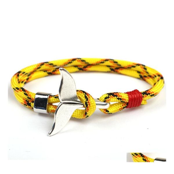 Bracelets de charme Ancoragem de cauda de baleia Homens de sobreviv￪ncia Cadeia de corda Paracord Bracelet Male Wrap Metal Hooks Dh Drop Delivery J￳ias DHWHN