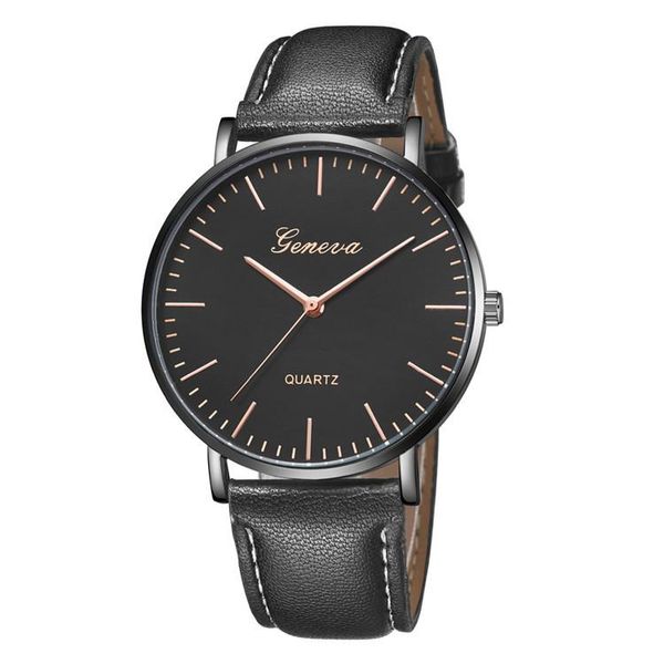 Avanadores de pulso Homens casuais relógios Genebra Brown Leather Band Quartz Ultra Fin Mens Relogio Masculino Reloj Hombre