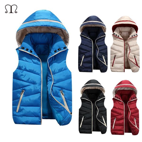 Gilet da uomo Gilet invernale da uomo Gilet in cotone senza maniche con cappuccio Uomo Fad Fashion Cappotto da uomo casual imbottito con cerniera trapuntata calda