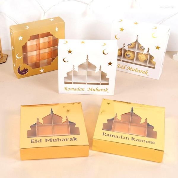 Embalagem de presentes Eid Mubarak Box Chocolate Candy Packaging Diy Paper Bag Muslim Islâmico Festival Al-Fitr