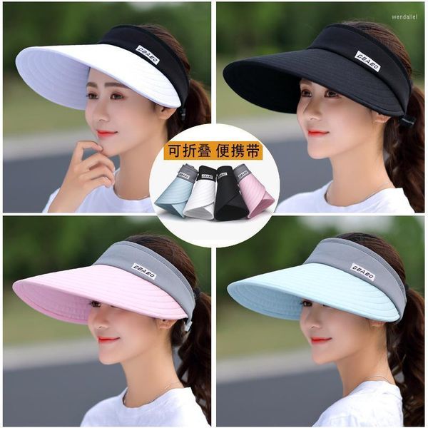 Chapéus de aba larga Mulheres Summer Sun Pearl Packable Visor Hat com Big Heads Beach Proteção UV Cap para mulheres em todo o WEND22