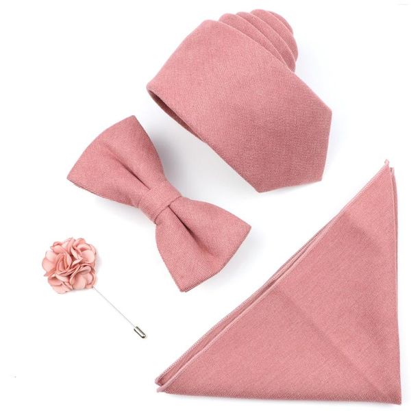 Fliegen Einfarbig Baumwolle Männer Krawatte Set Super Weiche Wildleder Krawatte Bowtie Anzug Vintage Rosa Blau Grau Für Bräutigam business Hochzeit Party