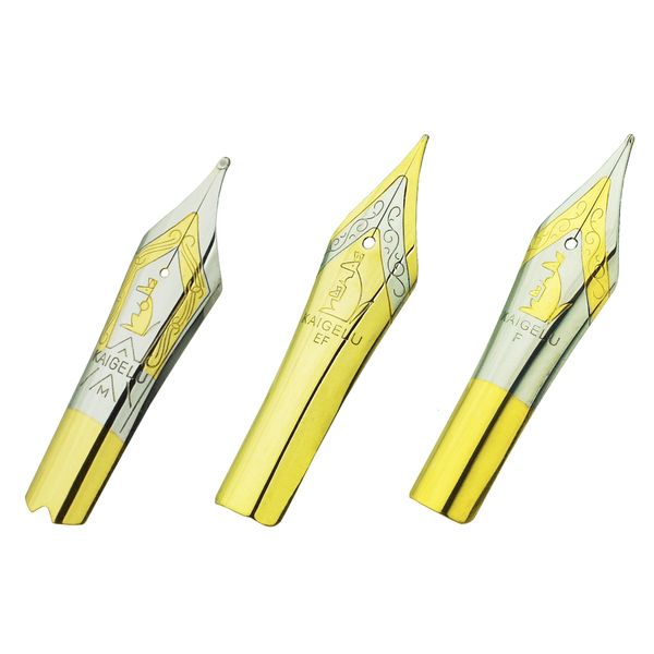 Penne stilografiche 3 pezzi pennini originali Kaigelu 6 pennino dorato EF F M taglia compatibile con Jinhao 100 450 Yongsheng 699 Majohn T1 C1 230130
