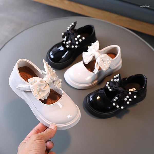 Scarpe piatte stile coreano Sweet Girls Pearl Princess Brillante pelle verniciata All Match 3-18 anni Bambini T21N06LS-23