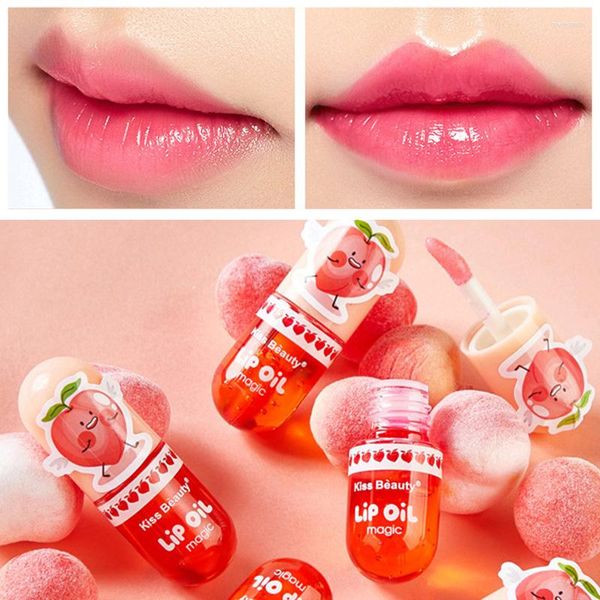 Lipgloss, feuchtigkeitsspendend, langlebig, Glasur, Öl-Grundierung, Farbwechsel, Pfirsich, nicht klebrig, natürliches flüssiges Lippenstift-Make-up