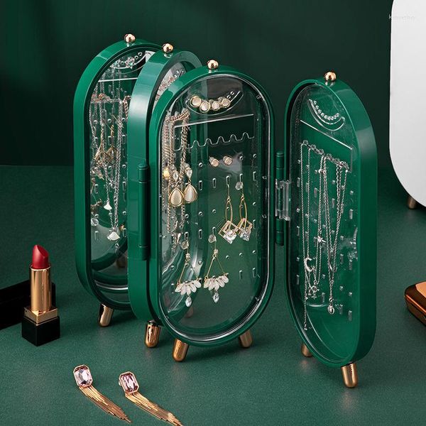 Bolsas de jóias Organizador Multifuncional Display Rack Box para porta de armazenamento de decoração com anel de espelho