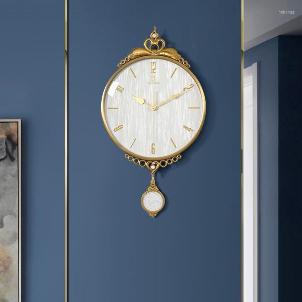 Wanduhren Wohnzimmer Schaukel Luxus Uhr Moderne Runde Stumm Quarzuhren Hängende Verzierung Schlafzimmer Hintergrund Dekoration