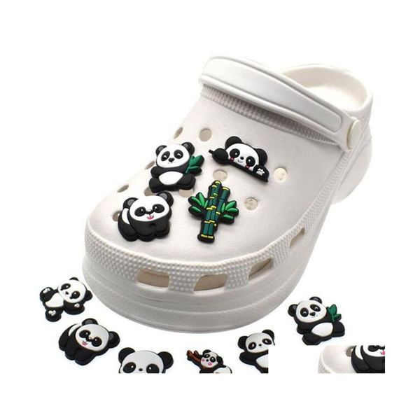 Ayakkabı Parçaları Aksesuarları Sevimli Çizgi Panda Panda Croc Charms Pvc Shoecharms Toka Toka Diy Dekorasyon Hediyesi Drop Teslimat Ayakkabıları DHLP0