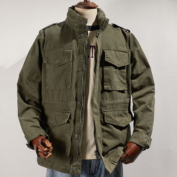 Jackets masculinos Retro pesado jaqueta acolchoada estilo militar Field Tough Guy Pocketoling Coat Windbreaker 230130