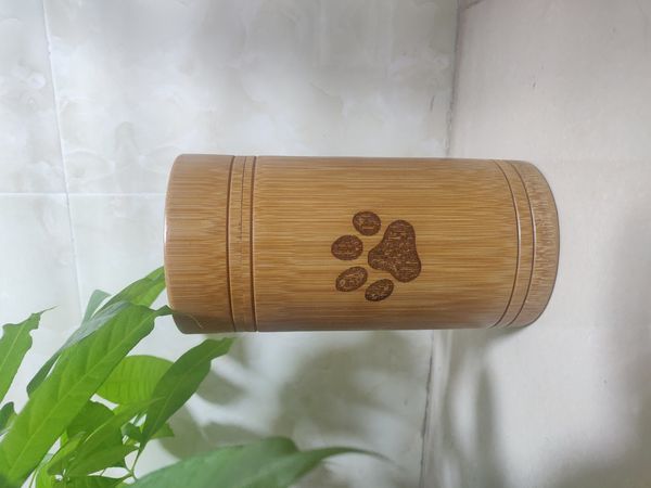 Produtos de estilo chinês esculpido Bambu personalizado urna urna cremação fofa gato cão pata sl tamanho de cachorro gatinho ashe para suprimentos funerários acessórios 230130