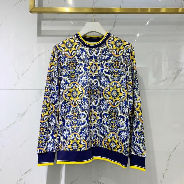 Con cappuccio maschile autunno inverno inverno seeve stampa stampare royal golden flow gollofase model blu pullover top 2023