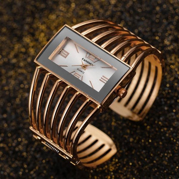 Armbanduhren 2023 Luxus Mode Rose Gold Uhren Frauen Edelstahl Armband Armreif Rechteck Quarzuhr Uhr Zegarek Damski Relogio