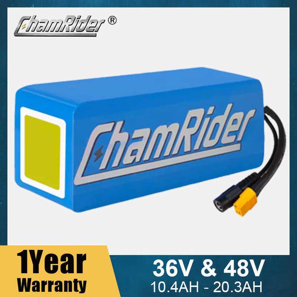 Chamrider 36V Ebike Battery 48V 20A 30A BMS BAFANG 500W 700W 18650 21700 BATERAGEM DE LITHIUM CELL para scooter el￩trico de bicicleta