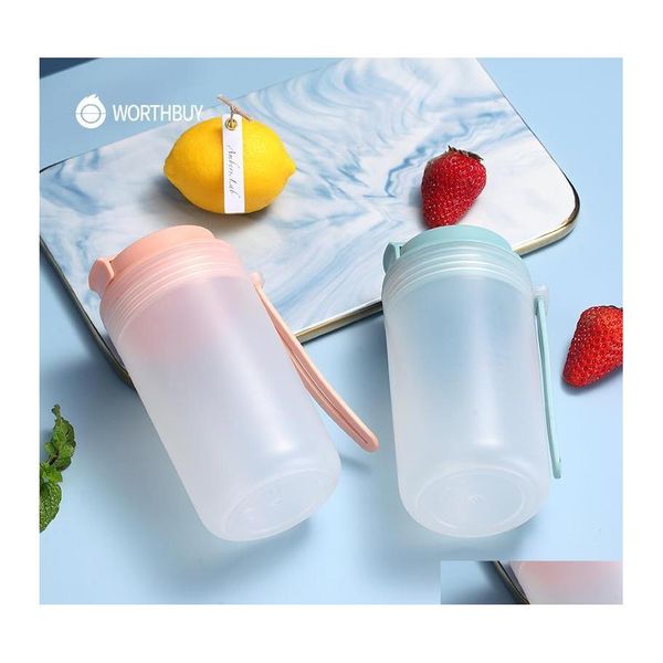 Bottiglie d'acqua Worthbuy Borraccia da viaggio portatile con plastica St Sport per bambini che bevono succo di latte Bicchieri a tenuta stagna Drop Delivery H Otr1D