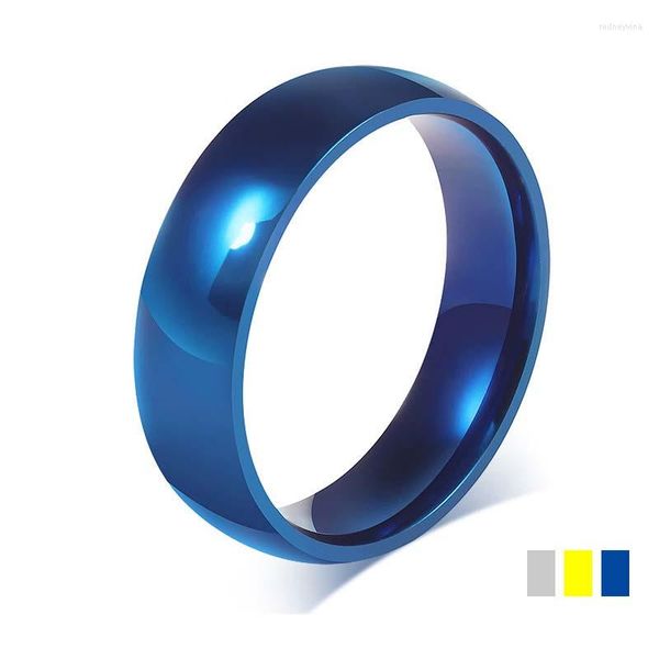 Fedi nuziali EAMIOR 6 mm oro puro bianco blu colore trendy festa fidanzamento anniversario fascia per uomo donna gioielli regalo di San Valentino