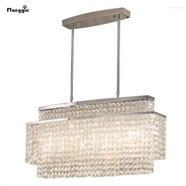 Candeliers Sala de jantar K9 Lustre de cristal Retângulo LED LED CHANDELIE Suspenda Lâmpada pendurada de metal leve Gold para viver