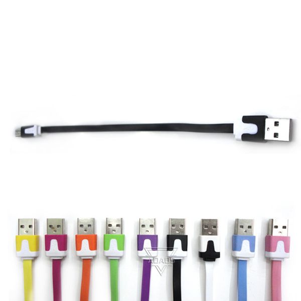 20 cm langes, flaches, farbenfrohes Android-Micro-USB-Kabel