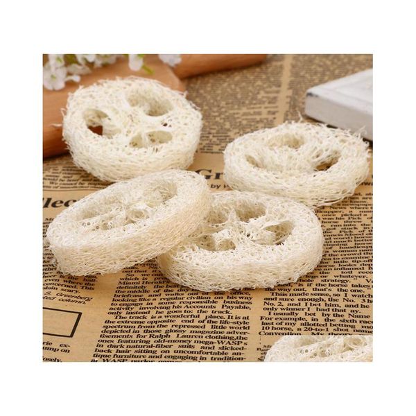 Spazzole da bagno Spugne Scrubber Fette di luffa naturale Fatto a mano Strumenti di sapone fai da te Detergente Spugna Scrubber Supporto per il viso Sn3252 Drop De Dheab