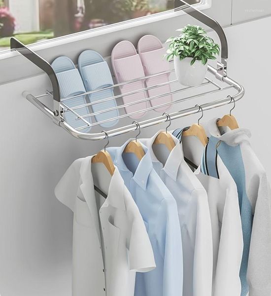 Hangers Brand Multifunktionaler faltbarer Wäscheständer aus Edelstahl für Fenster, Balkon, Socken, kleine Schuhe