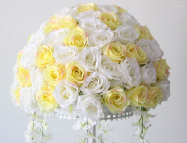 Fiori decorativi SPR 50 cm! 4 pezzi / lotto Wedding Road Piombo Lavanda Fiore Centrotavola da parete-avorio con giallo