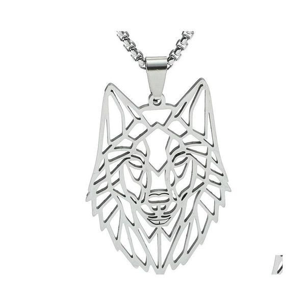 Colares de pingentes de colar de lobo de aço inoxidável colar de lobo de lobo punk torque animal presente especial para homem jóia moda grow dell dhhdo