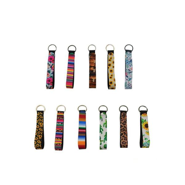 Partybevorzugung Neopren-Schlüsselanhänger Blumensonnenblume Leopardendruck Lanyard Schlüsselanhänger Frauen Schlüssel Schnalle Fit Reise Souvenirs Geschenke LXL29 Dh1Im