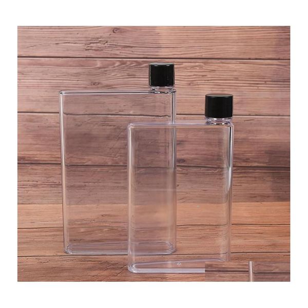 Garrafas de ￡gua 1 PC Handy port￡til chaleira plana esporte bebedeira garrafa A5/a6 notebook Scrub Plastic Creative Cu Drop Deliver