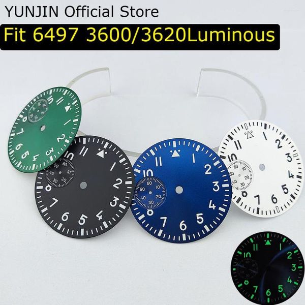 Relógio kits de reparo 37mm estéril preto branco azul verde luminoso ajuste eta 6497 peças de movimento de gaivota do mar St36
