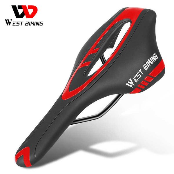 Saddles West Bicking Racing Bicycle Saddle Long Road Bike Mtb Seat Molding Molding Hollow Cushion PU Couather Cycling Acessórios Partes 0131