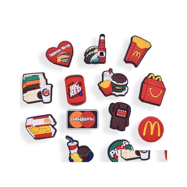 Schuhteile Zubehör Nette Cartoon Hamburger Pommes Dekoration Schnalle Mode Blume Drop Lieferung Schuhe Dhdsh