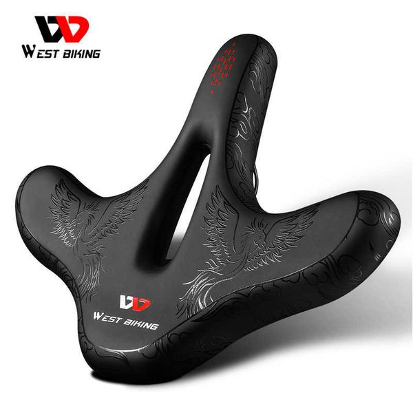 Selle WEST BIKING Fanale posteriore a forma di rondine Sella per bicicletta Ampio cuscino ergonomico in PU Antiurto Ciclismo MTB Accessori per sedili per bici da strada 0131