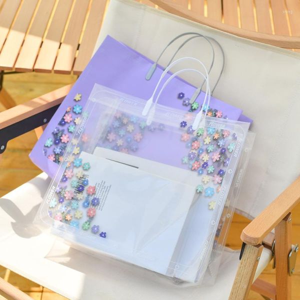 Sacolas de compras garotas bonitas transparentes pvc impermeabilizável bolsa reutilizável feminino e ecológica bolsa de grande capacidade causal portátil transparente